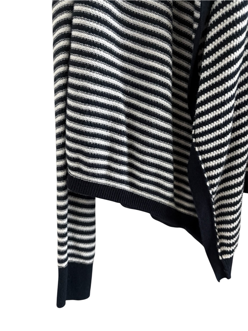 LOFT Navy & White Striped Open-Front Cardigan - Picture 4 of 5